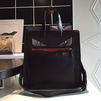 Fend1Tote Montage Leather Handbag Black 34 x 36 x 13 cm