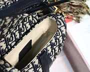 D1or Oblique Jacquard Canvas Calfskin leather Saddle Small Bag in Blue 19.5 x 16 x 6.5 cm  - 3