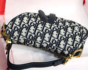 D1or Oblique Jacquard Canvas Calfskin leather Saddle Small Bag in Blue 19.5 x 16 x 6.5 cm  - 6