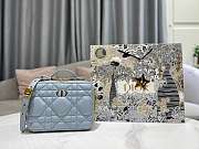 D1or  Caro Box Bag with Chain Blue 18cm  - 1
