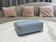 D1or  Caro Box Bag with Chain Blue 18cm  - 2