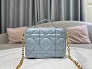 D1or  Caro Box Bag with Chain Blue 18cm  - 5