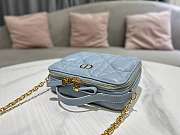 D1or  Caro Box Bag with Chain Blue 18cm  - 6