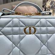 D1or  Caro Box Bag with Chain Blue 18cm  - 4