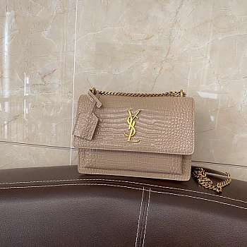 YS1 Sunset Crocodile Bag with Gold Hardware 22cm 