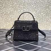 Valentino Mini Vsling Handbag with Sparkling Embroidery Black 19x 13x 9cm  - 1