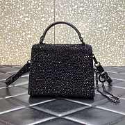 Valentino Mini Vsling Handbag with Sparkling Embroidery Black 19x 13x 9cm  - 3
