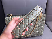 Valentino original lambskin spike tote bag in Light Green 33 x 12 x 23 cm  - 3