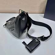proda Triangle Leather Shoulder Bag Black 26x14x12cm - 4
