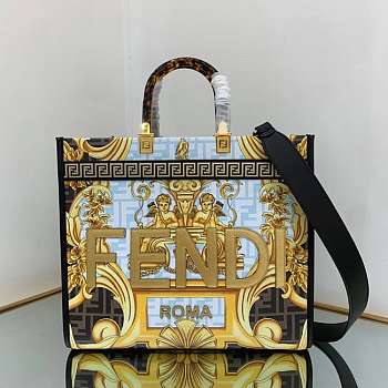 Fend1 X Varsace Tote Bag Black 35cm