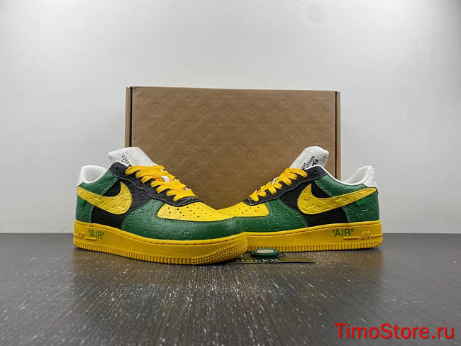 LouisVuitton x Nike Air Force green  and yellow - 1