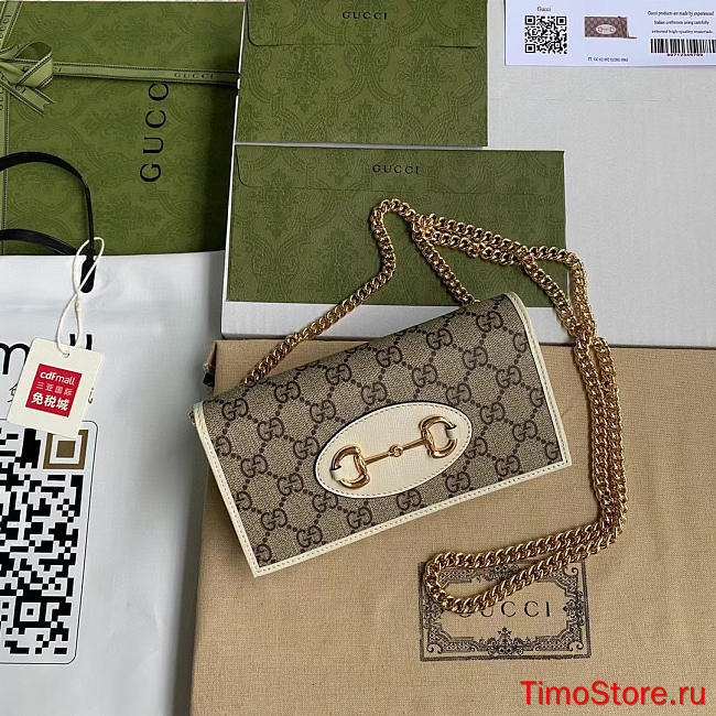 Gvcc1 Horsebit 1955 wallet with chain  whtie 19*10*3  - 1