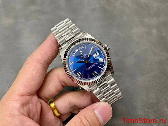 Rolex Day-Date 40mm White Gold Blue Roman Dial President 228239 - 1