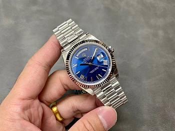 Rolex Day-Date 40mm White Gold Blue Roman Dial President 228239