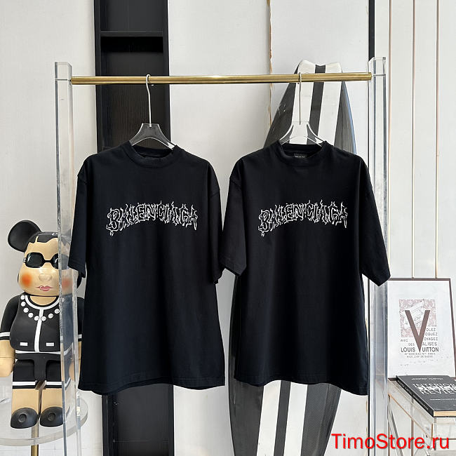 Ba1enc1aga  Flame Letter Printed Short Sleeves 2 - 1