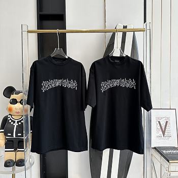 Ba1enc1aga  Flame Letter Printed Short Sleeves 2