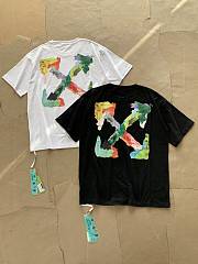 OFF-WHITE Hand-painted Oil Painting Watercolor Graffiti Arrow Short Sleeve T-shirt  - 6