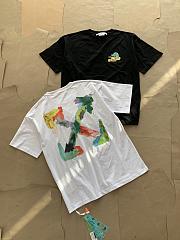 OFF-WHITE Hand-painted Oil Painting Watercolor Graffiti Arrow Short Sleeve T-shirt  - 3