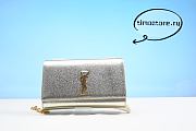 YS1 Metallic Calfskin Classic Monogram Kate Tassel Chain Wallet Platine 24cm - 1