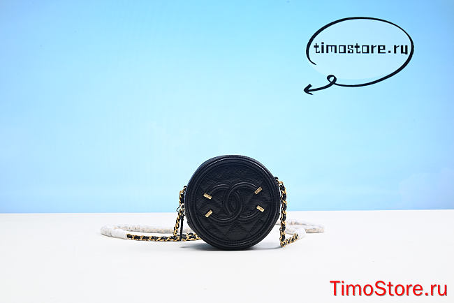 Chene1 CC Filigree Caviar Round Crossbody Bag 15cm  - 1