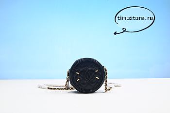 Chene1 CC Filigree Caviar Round Crossbody Bag 15cm 
