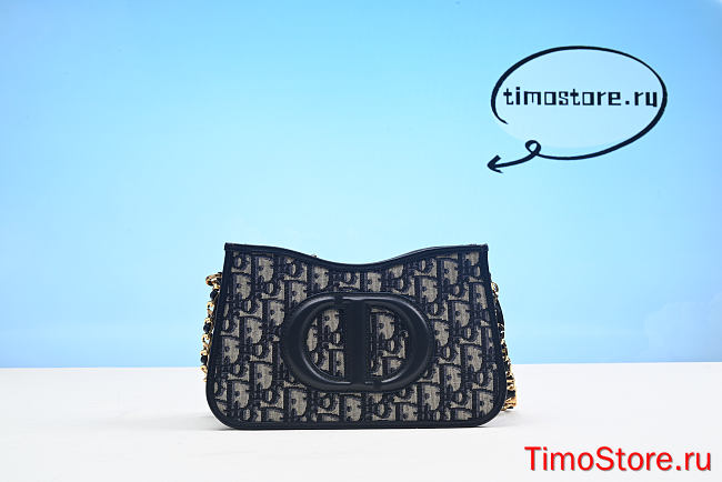 D1or CD Signature Hobo Mini Bag Blue 23cm - 1