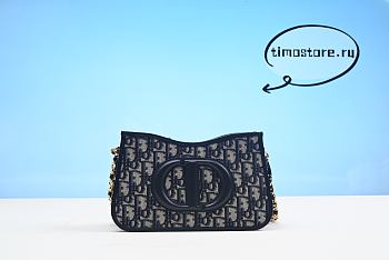 D1or CD Signature Hobo Mini Bag Blue 23cm