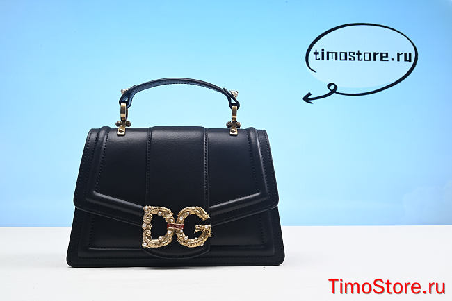 Dolce & Gabbana Black Leather DG Amore 27cm - 1