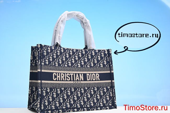 D1or Lady Oblique Canvas Book Tote 36.5CM - 1