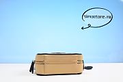 Chene1 CC Filigree Vanity Case Quilted Diamond Large Beige/Black 21cm  - 5