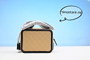 Chene1 CC Filigree Vanity Case Quilted Diamond Large Beige/Black 21cm  - 3