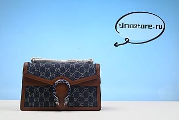 Gvcc1 Dionysus Chain Bag Jacquard Dark Blue/Ivory/Brown 28cm 