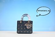 D1OR Metallic Satin Celestial Bead Embroidery Cannage Mini Lady Dior Blue - 1