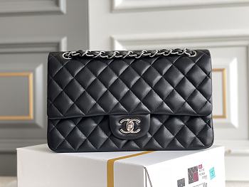 chene1  | Classic Flap Lamskin Bag Black Silver - A01112 - 25cm