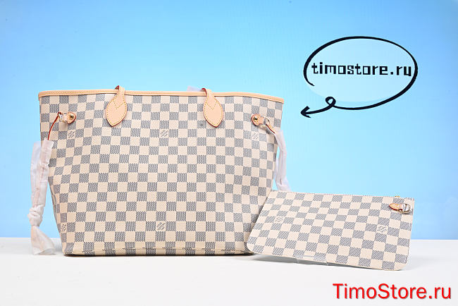 1ouis Vu1tton Neo Nevefull Damier Azur MM Beige Lining  N41361  32cm - 1
