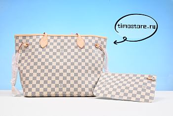 1ouis Vu1tton Neo Nevefull Damier Azur MM Beige Lining  N41361  32cm