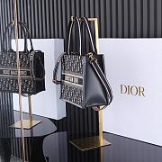 D1or Small Book Tote Blue Dior Oblique Embroidery and Calfskin-26cm - 5