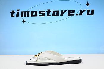 Gvcci Unisex GG Interlocking G Thong Sandal White Leather Flat flats