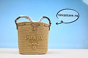 Proda logo-embossed raffia bucket bag 20CM - 1