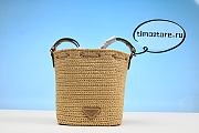 Proda logo-embossed raffia bucket bag 20CM - 2