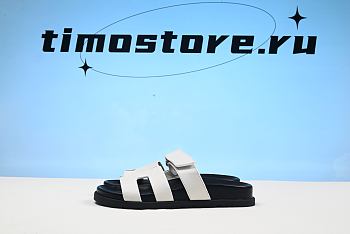 Herme5 Chypre Techno Sandals White Calfskin Palladium Hardware  