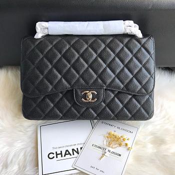 chanel flap black cowhide leather 30cm