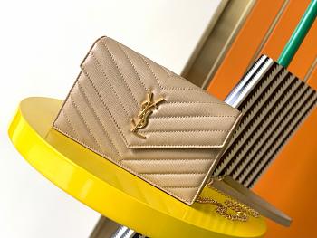 ysl woc cowhide leather beige 19cm
