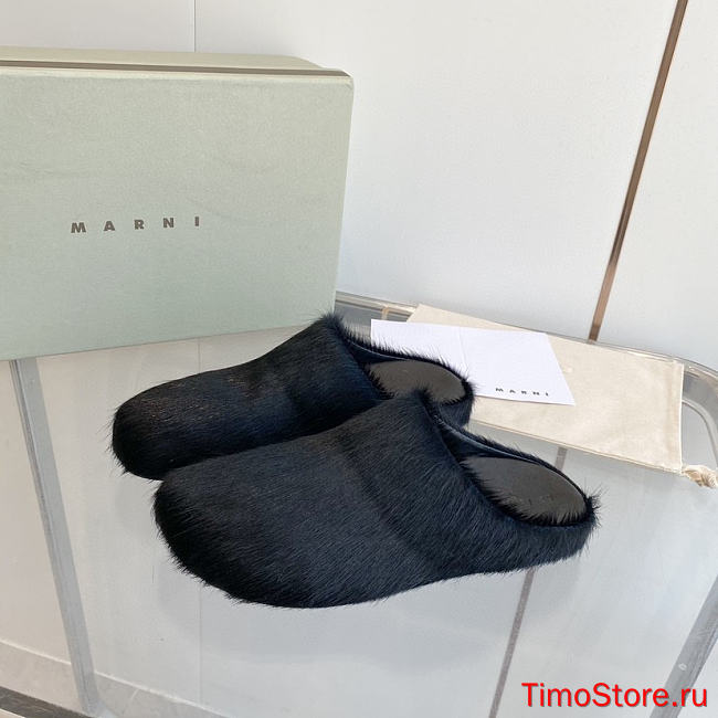 marni sabot Horsehair slippers black - 1