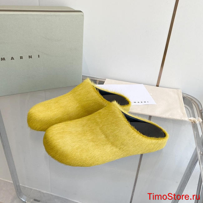 marni sabot Horsehair slippers light yellow - 1
