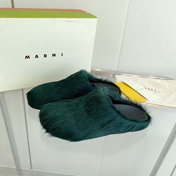 marni sabot Horsehair slippers dark green 