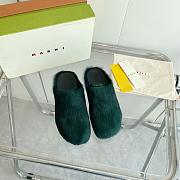 marni sabot Horsehair slippers dark green  - 3