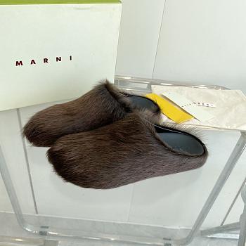 marni sabot Horsehair slippers dark brown