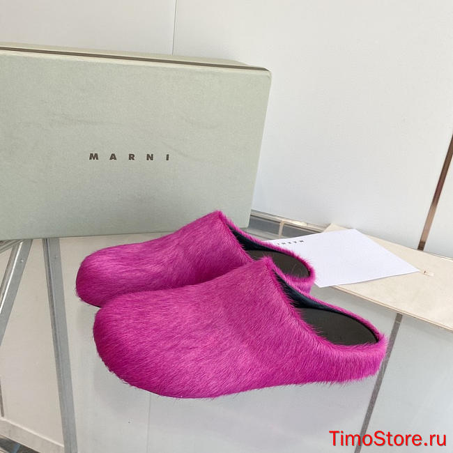marni sabot Horsehair slippers rose red - 1