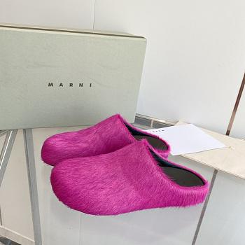 marni sabot Horsehair slippers rose red